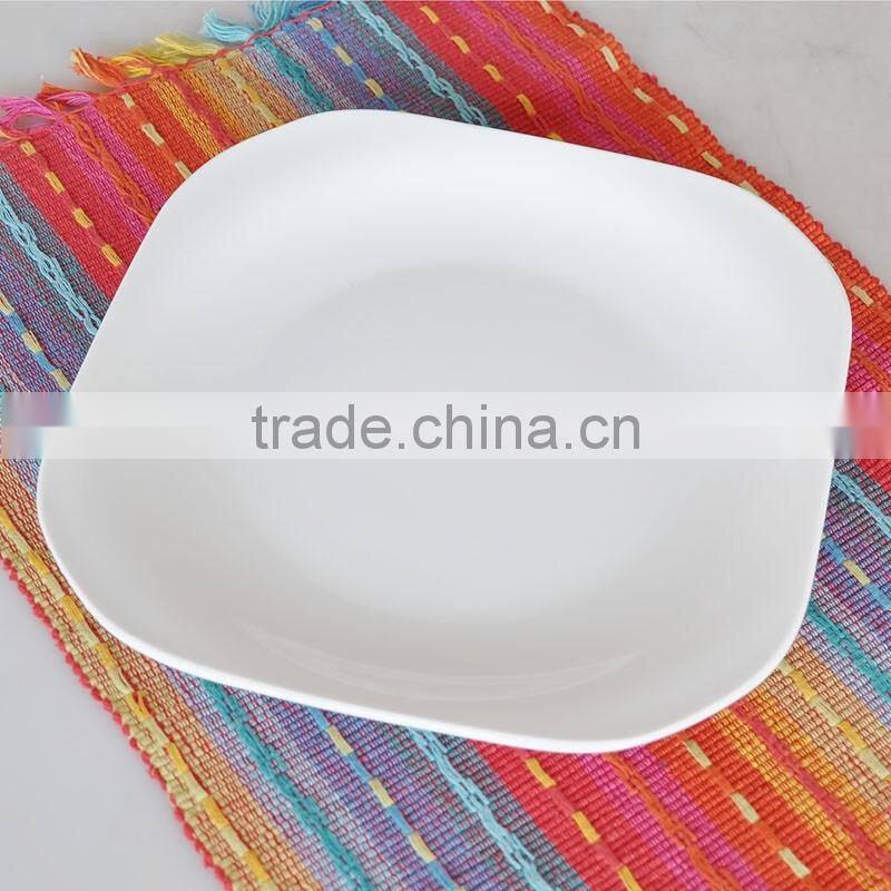 white porcelain square shape plate,porcelain plate without any decal,10.5inch 8.5" pure porcelain plate