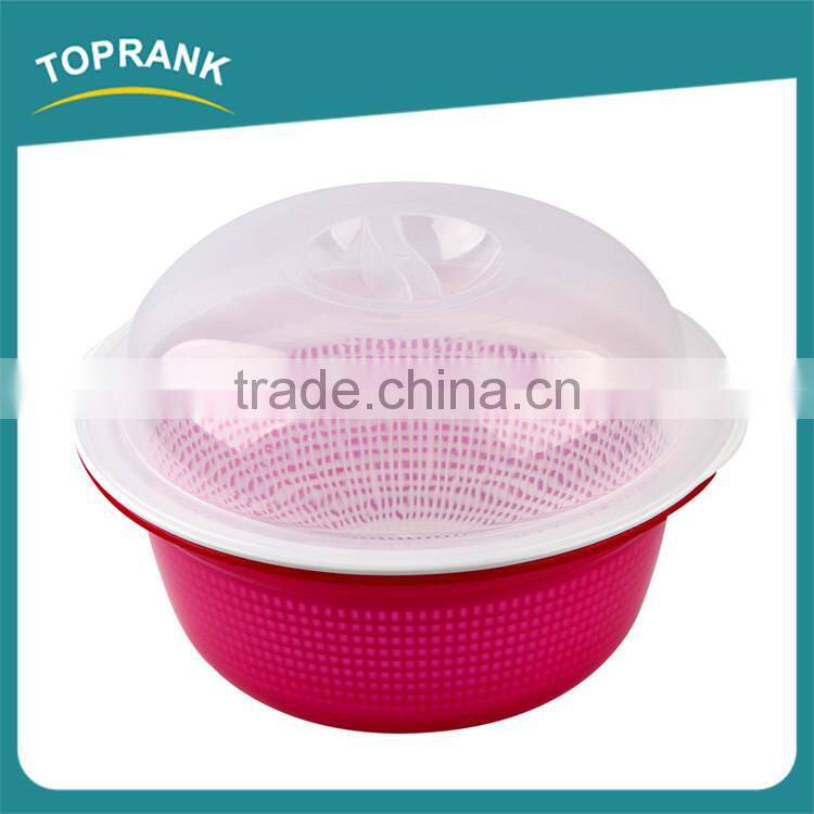 Multifunctional kitchen fruit vegetables wash bowl double-deck round plastic colander and bowl set