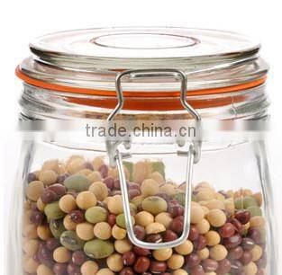 pure color glass jar for honey glass airtight canister with clamp lid