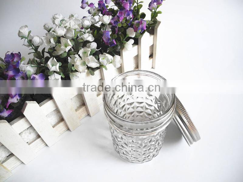 diamond glass caviar canning jar with lid