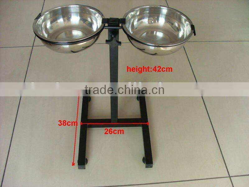 Adjustable pet feeder,dog bowl /dog food rackwith stainless bowl / food stand/ ironl rack