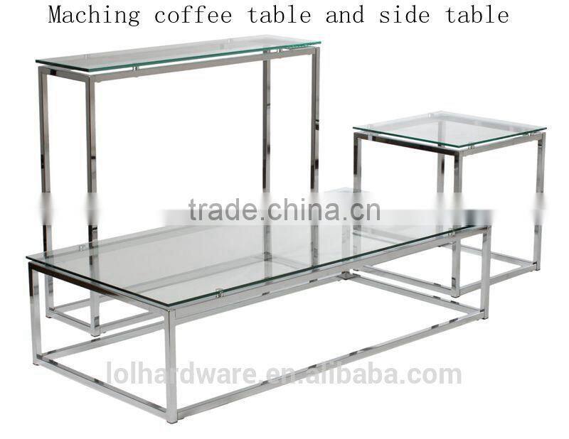 Console Table in Stainless Steel base and tempered Glass top