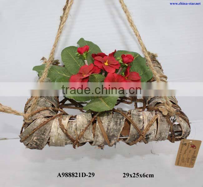 birch wreath plate for flower holder