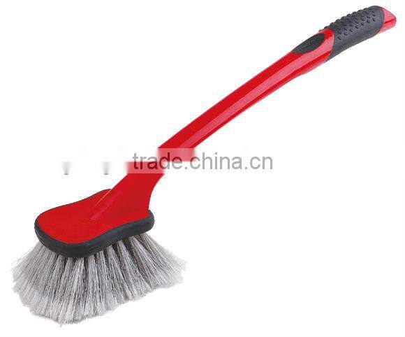 plastic car cleaning wheel brush with long handle (RSCW-203)
