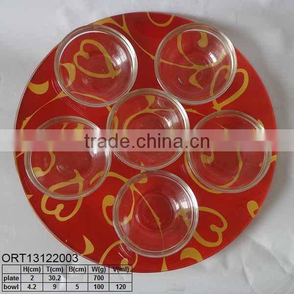 decal design glass seder plate