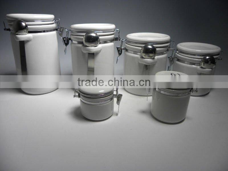 ceramic canister set with stainless steel spoon