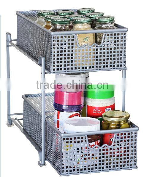 Mesh Sliding Cabinet Basket Organizer Drawer metal storage shelf