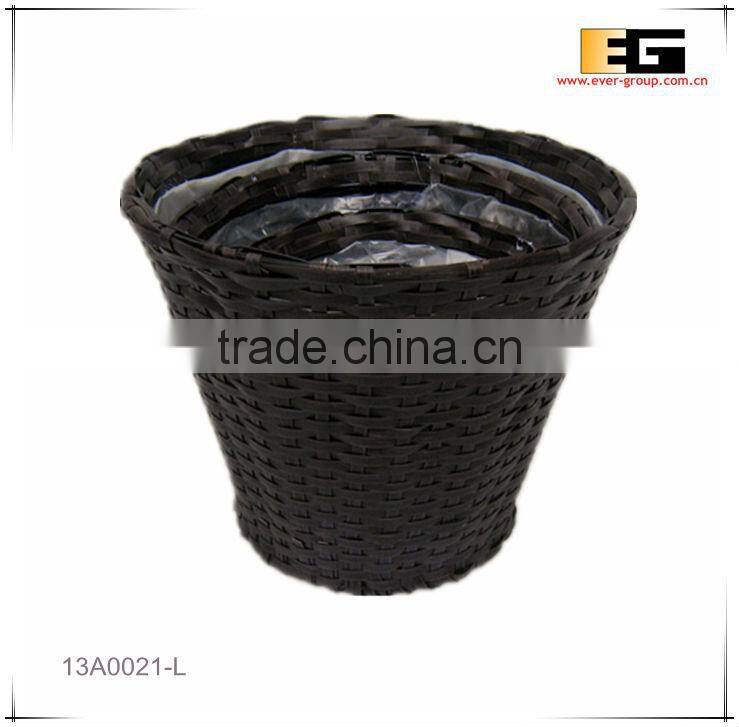 Outdoor plastic rattan with liner flower baskets