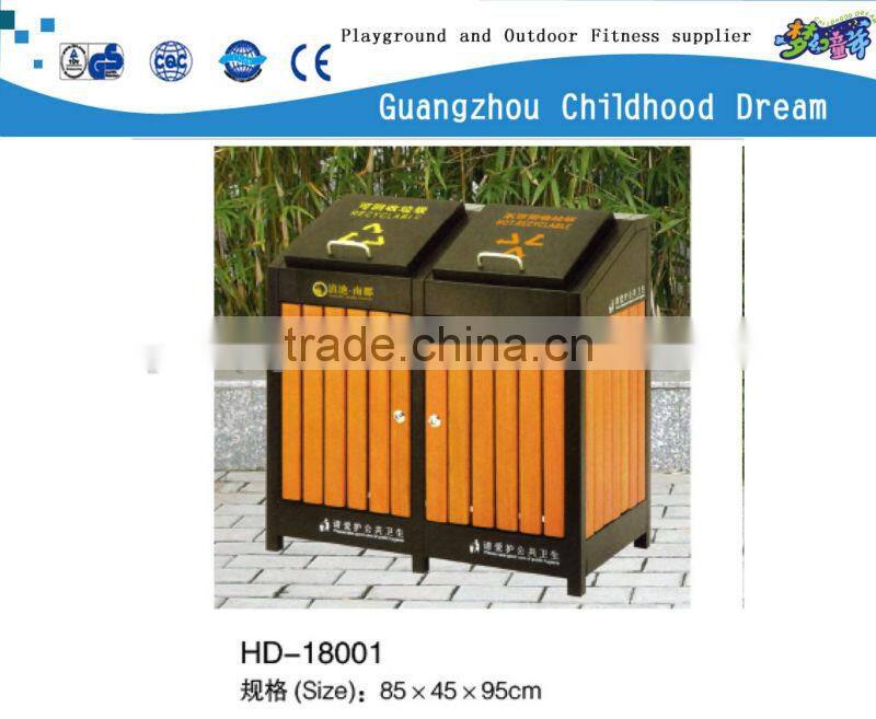 (HD-18002)good quality wood trash can wood park litter bin