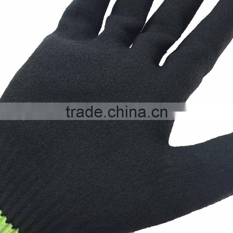 NMsafety Nylon and Hppe and Steel Fiber Palm Sandy Nitrile ANSI 6 Cut Resistant Mechanical Work Gloves