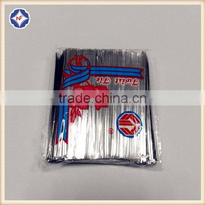 10cm length plastic gold/silver color metallic twist ties