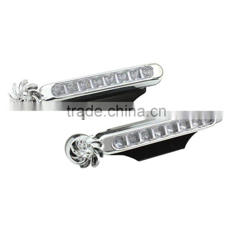2 Pcs White 8LED Wireless Wind Powered Car SUV Daytime Running Driving Fog Light