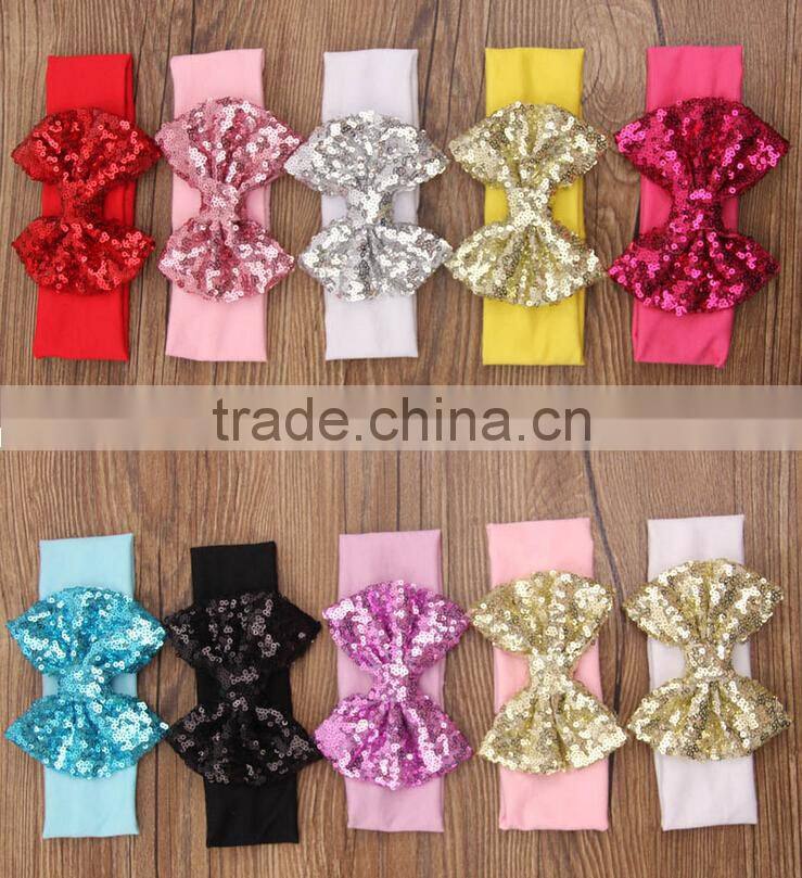 Sequin Bow Stripe Cotton knot headband baby headband wholesale
