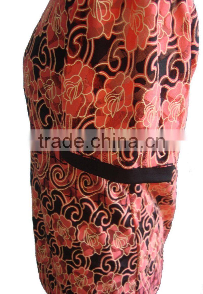 Black with Rose Print Lycra Round Collar Blouse