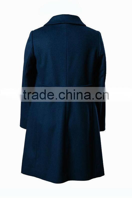 Ladies Straight Fit Formal Navy Blue Wool Coat