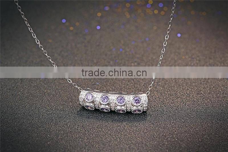 925 Sterling Silver Zircon bend pendant necklace