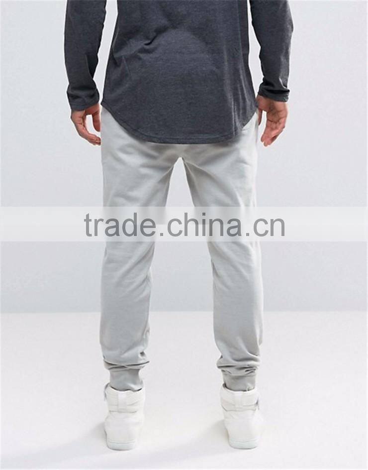 Mens Cotton/Polyester Sweatpants With Side Pockets Plain Skinny Drawstring Joggers In Gray