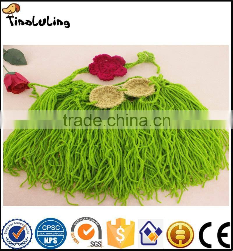 NPT63 Tinaluling Fashion grass skirt model baby green photography props crochet clothing knitted
