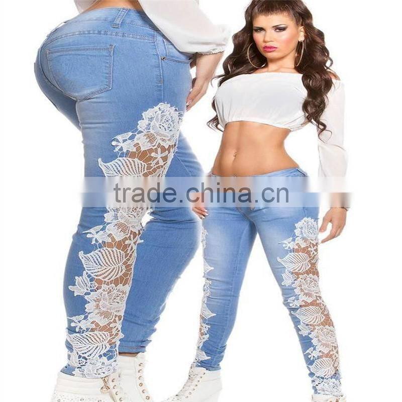 women brand pants Ladies Casual white and black with waist-length Ripped distressed female jeans