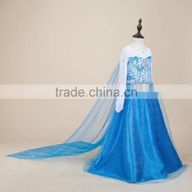 2016 wholesale girl frock design pretty costume frozen elsa princess dress