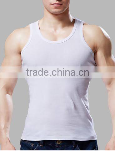 trade assurance custom 100% cotton close-fitting gym plain mens tank top