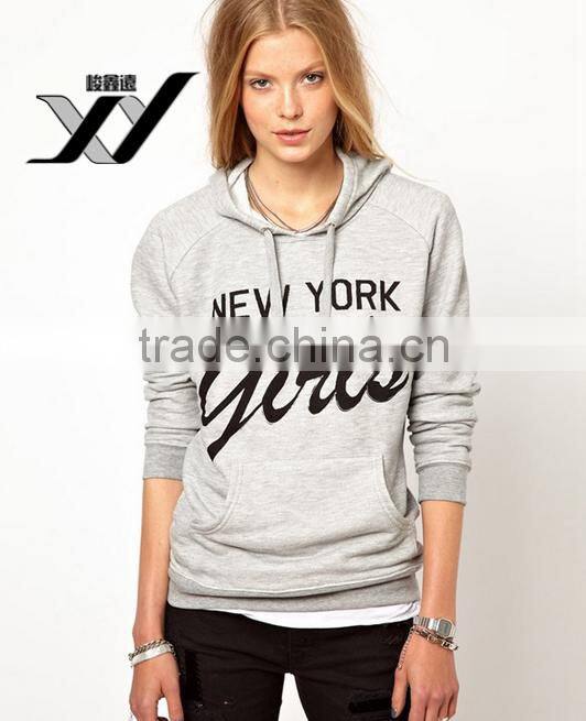 wholesale garment terry hooded cotton crew neck comfortable print plain pocket dyed for women sweatshirt made in china