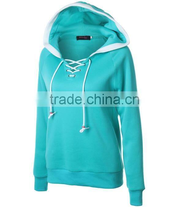 Winter Fashion Pullover Sweatshirt draw string hoodies Raglan Long sleeve blouse