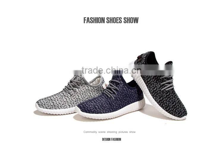 Hot Sale Man Running Breathable Shoe With No Brand Flyknit Fabric Casual Shoes