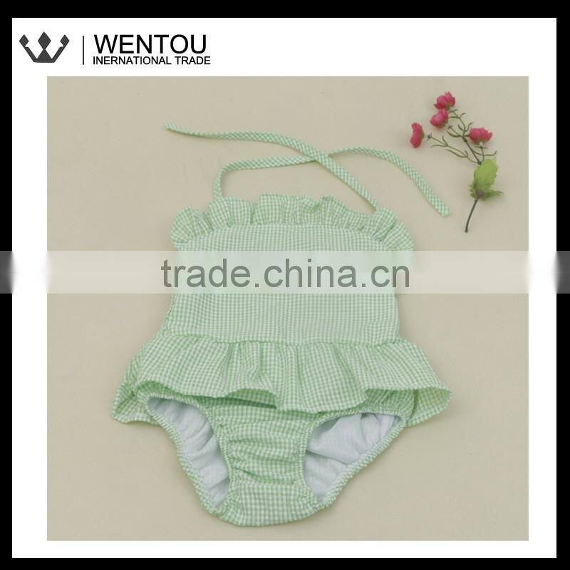 Monogrammed Girls Seersucker Blank Swimsuit