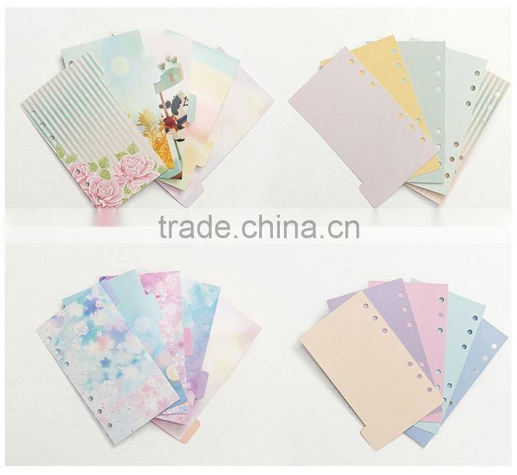 A5/A6 art paper 4/1C printing custom planner index page 6 holes planner internal page