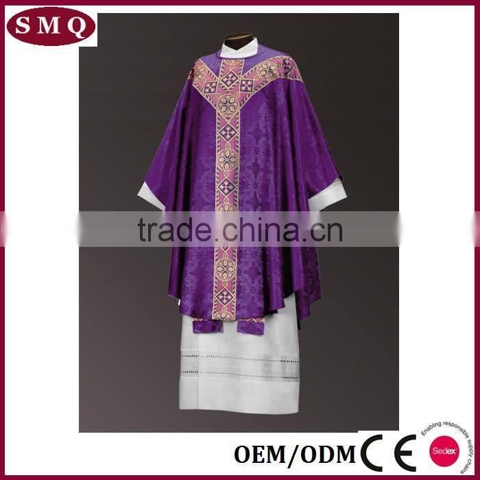 2017 factory supply jacquard costume wholesale purple chasuble
