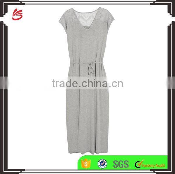 High Quality Soft Pima Cotton Nightdress Woman Nightwear Sleepwear with Crisscross Back Straps Design