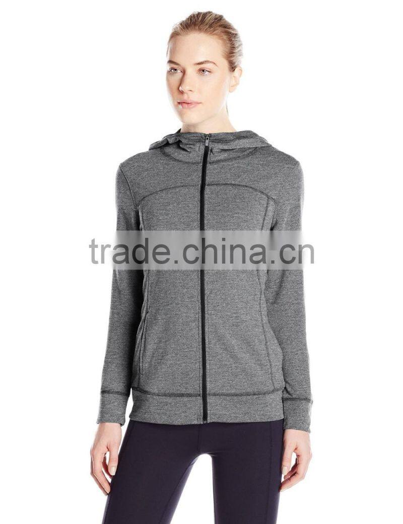 Women's Heathered Knit Zipper-up Hoodie