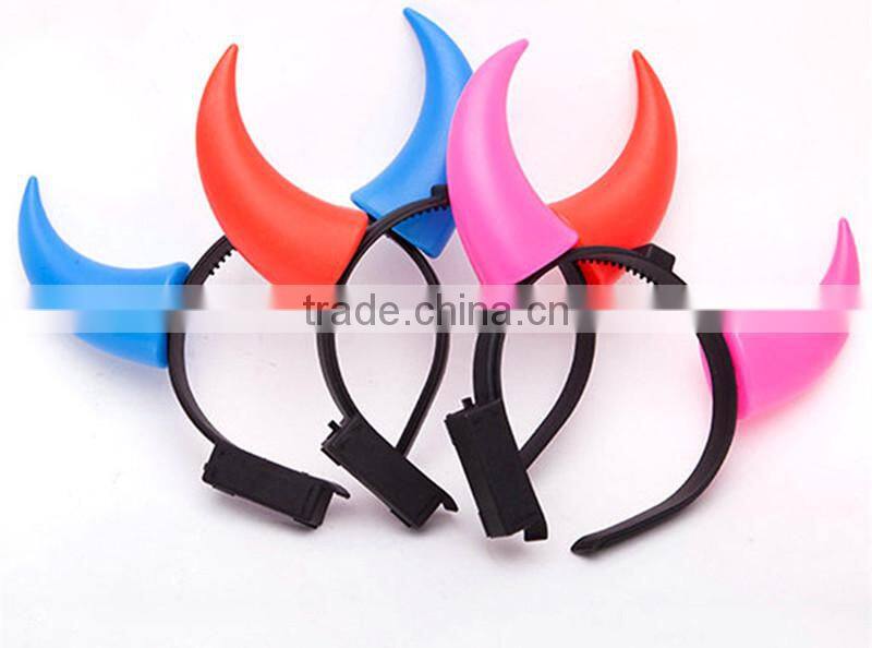 High Quality Plastic Led Ox Horn Halloween Party Headband