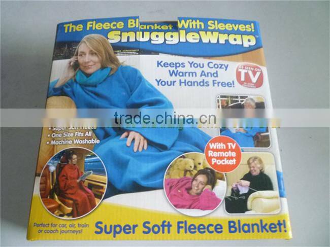 2015 Winter Thicken Knitted Adult Wearable Blankets With Long Sleeve and Mobile Controller Pockets