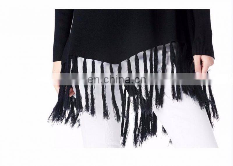 New fashion Fringe hem design women 100% wool sweaters