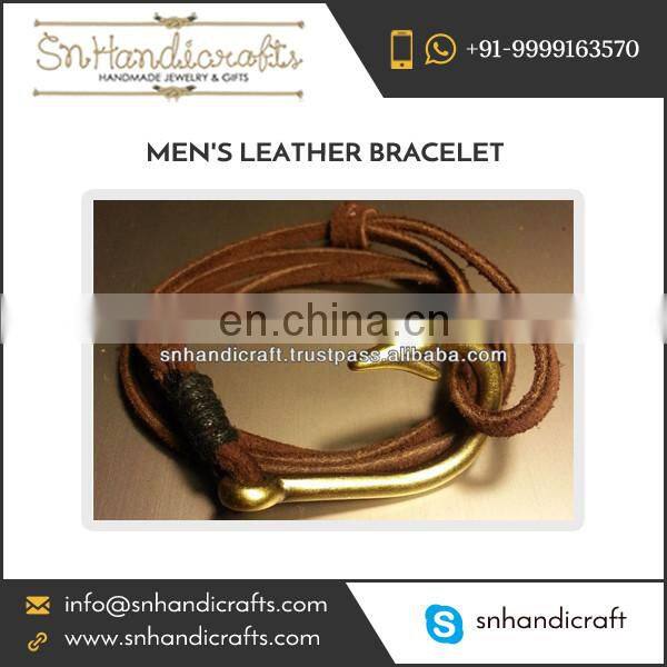 Whale Tail Design Fine Quality Men's Leather Bracelet