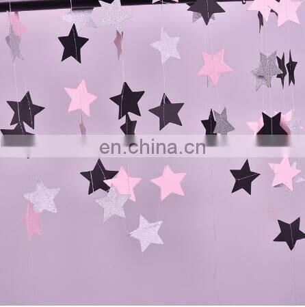 1set Paper Star Banner Garlands 2M Birthday String Chain Banner Ornaments Curtain Wedding Party Room Decor Supplies