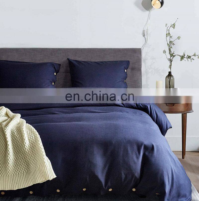 Duvet Cover Set 3pc Dark Blue Luxury Microfiber Down Comforter Quilt Bedding Cover with Zip Ties
