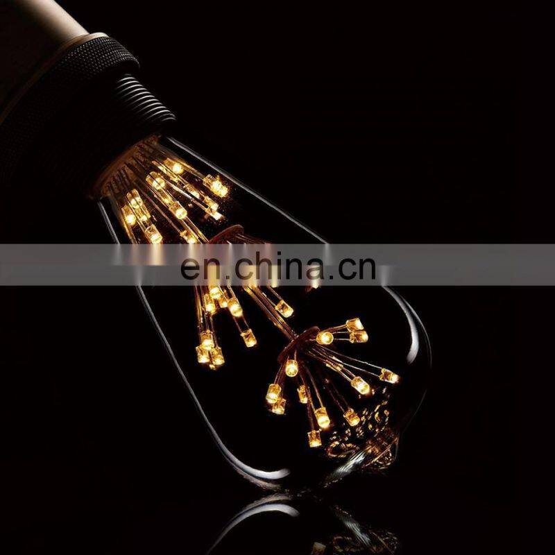 st58 dimmable st58 clear amber glass 2200k e22 e27 b22 3.5W RGB carbon led filament bulb