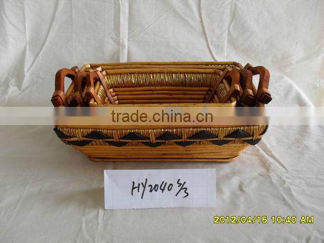 2016Round bamboo Gift Basket Tray.