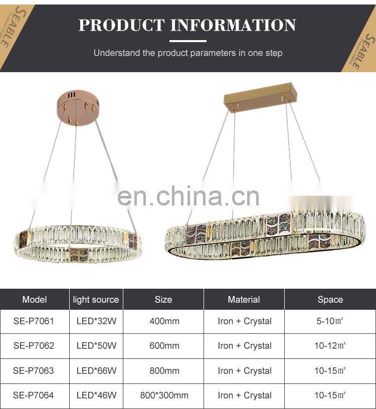 Luxury Style Indoor Decoration Living Room Dining Room LED Crystal Pendant Lamp