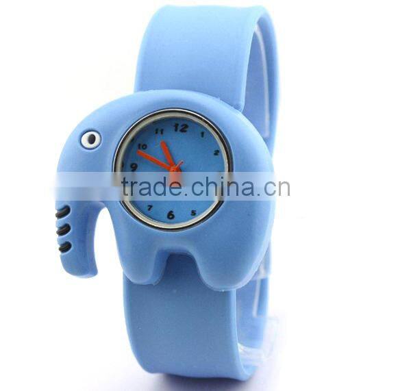 cute elephant slap watch with glass face quartz movt silicone strap for child
