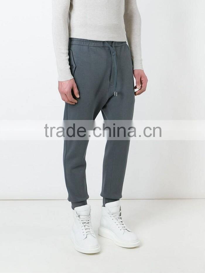 Fashion wholesale mens cotton long track jogger pants with drawstring