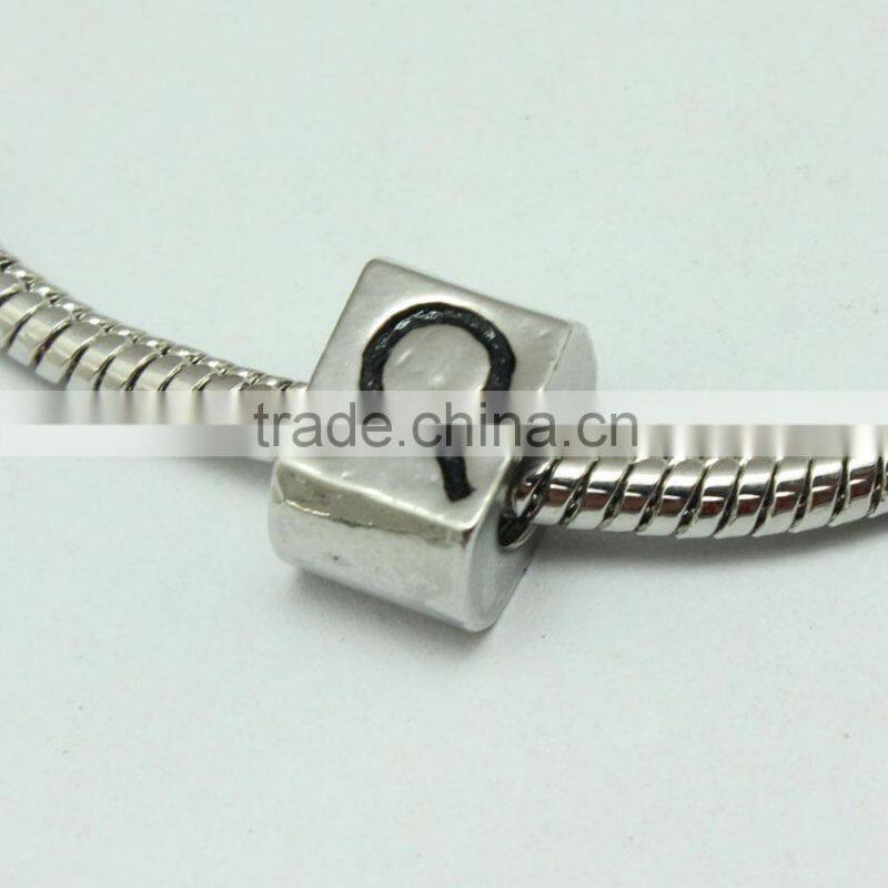 Wholesale Zinc Alloy Archaized Pdora Square Shape Anti-silver Slide Beads