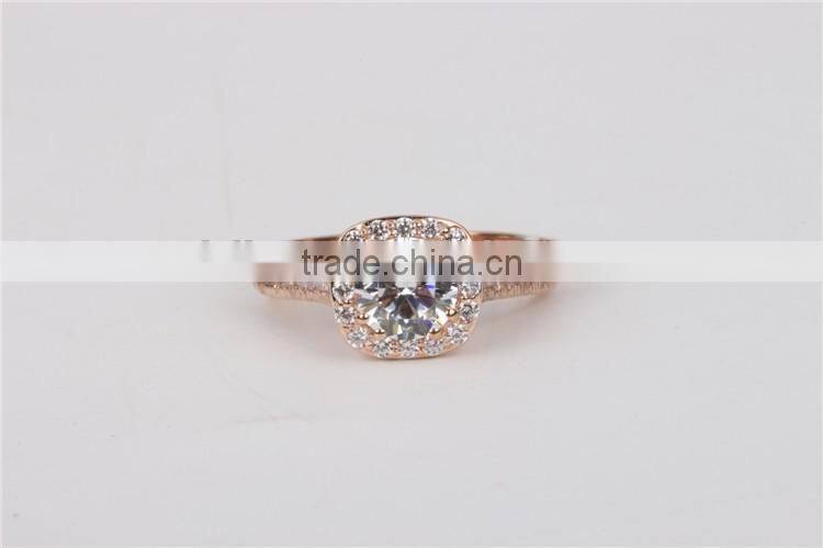 China solid jewellry factory price 14K rose gold white AAAAA CZ ring engagement ring