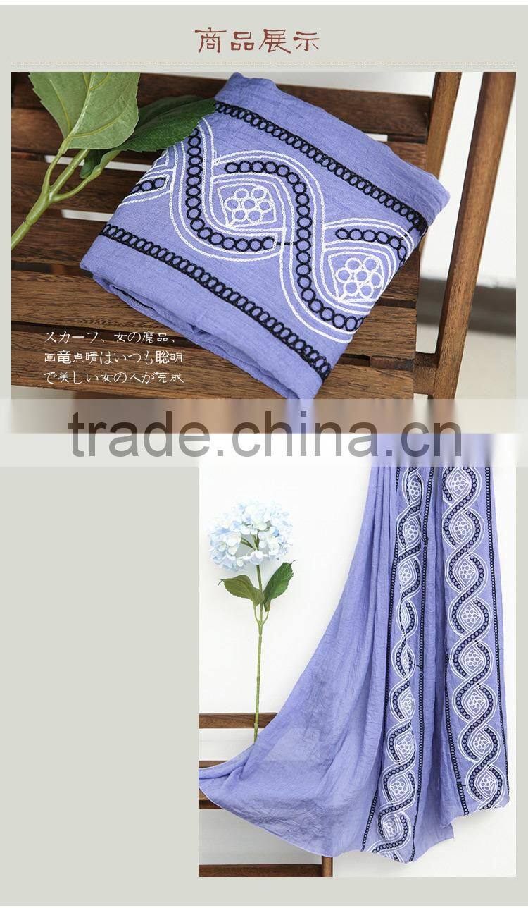New Design Maxi Long Soft Viscose Embroidery Women Muslim Scarf