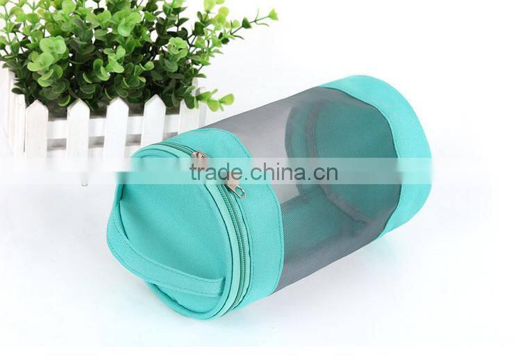 Hand cosmetic bag mesh drum shaped orangizer bag