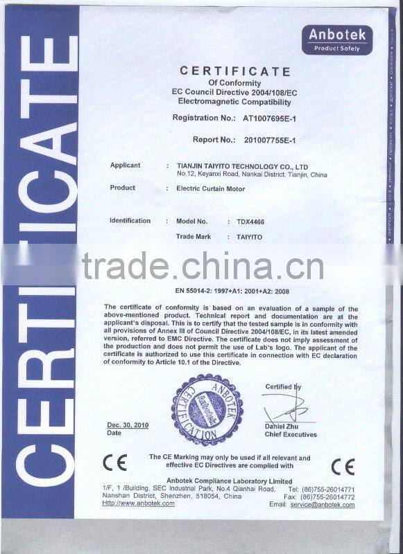 TAIYITO TDX4466 flat-open motorized curtain motor with remote control