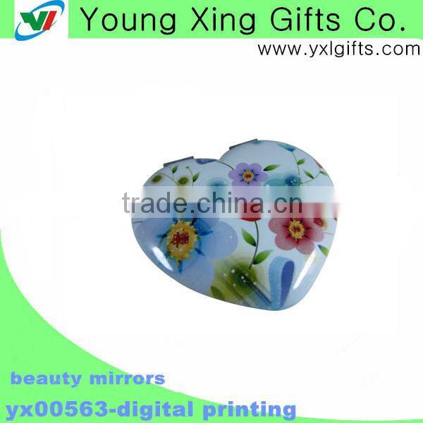 Aluminum digital pretty heart shape pocket mirror